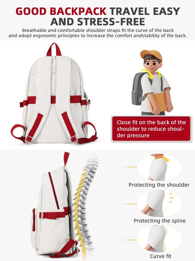 15.6'' Large Capacity Laptop Backpack for Women, Teen School Backpack for Girls Boys, Waterproof Travel Daily Bag Black Rucksack