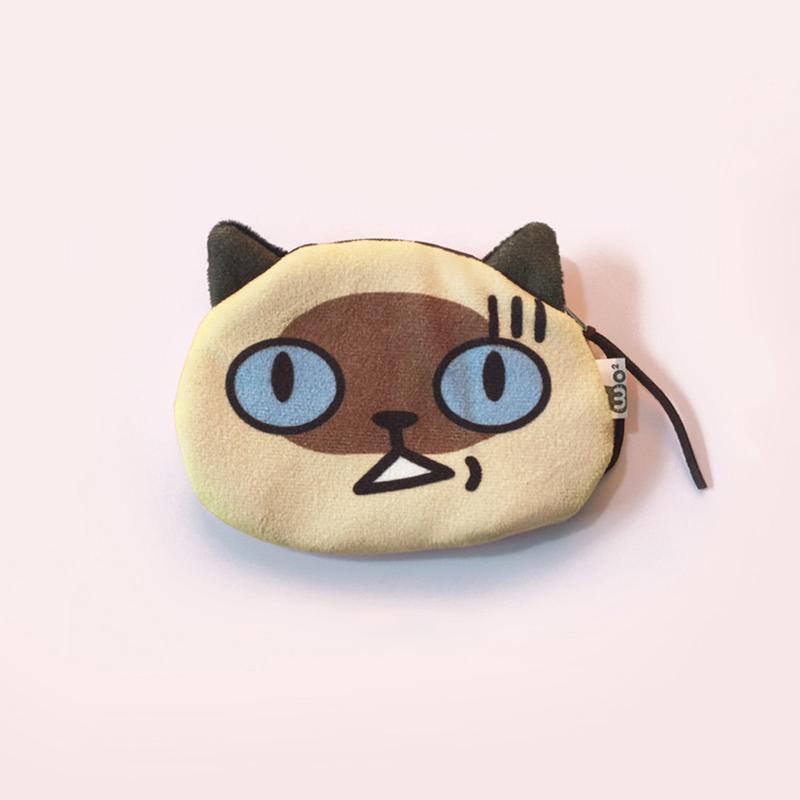 Kawaii Cat Earphone Bags Children Coin Purse Interesting Cat Expression Earphone Data Cable Portable Storage Bag