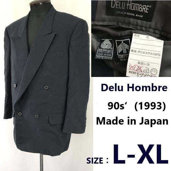 

Винтажный пиджак Delu Hombre 90-х годов, приталенный, двубортный, мужской L-XL, черный