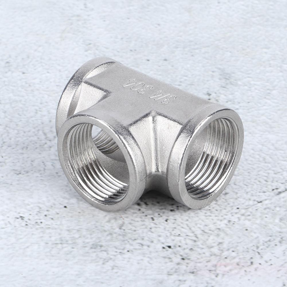 304 Stainless Steel Tee Threaded Pipe Connector for Industrial Pipe Shelf Household Tool