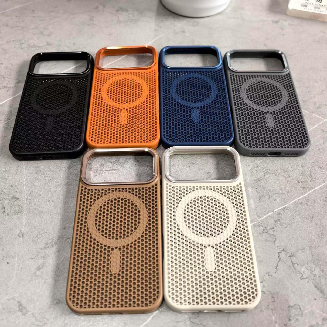 iPhone 17 Pro Max Honeycomb Heat Dissipation Magnetic Phone Case with Metal Frame iPhone 12 Pro