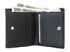 [Inden-ya] Inden Bifold Wallet with Bill Compartment E 2215, Black Deerskin with Black Lacquer, Small Checkered Pattern, 10cm x 11cm x 3.5cm,