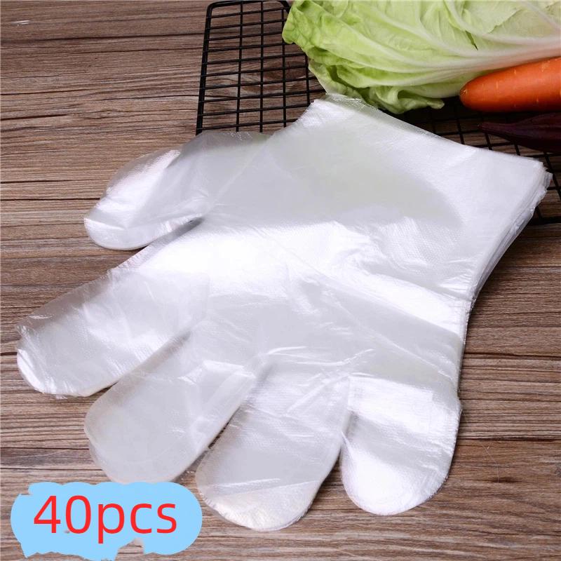 Transparent Disposable Gloves Hygienic Household Cleaning Gloves Plastic Film Hair Coloring Gloves
