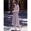 Women's Linen Blend Tie-Waist Shirt & A-line Skirt Set