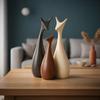 Home Decor Lucky Deer Family Matte Finish Ceramic Figures - (Set of 3, Matte Brown)