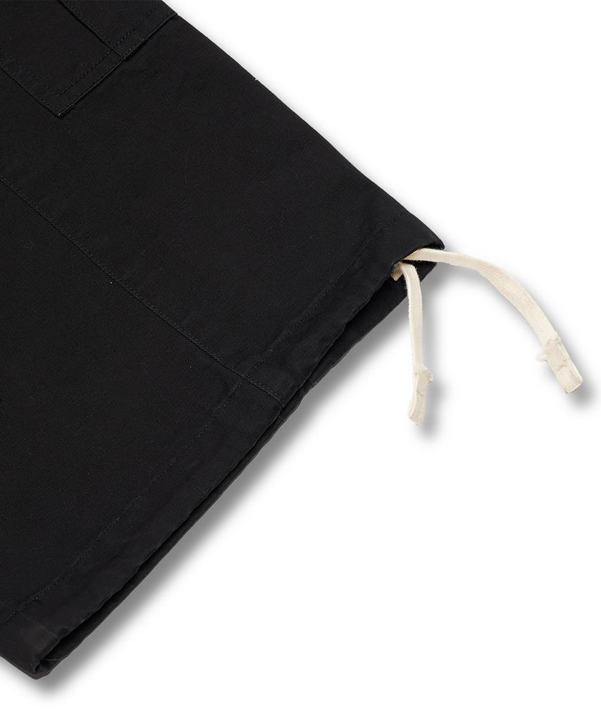 MUDSALT 8P Elastic Waist Wide Cargo Pants Black