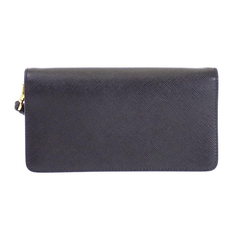 PRADA  1DH029 Wallet Chain black Safiano Women