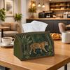 1pc Tropical Jungle Tiger Tissue Box | Multi-functional Napkin Dispenser, Two Sizes Available Suitable for Home, Parties, Car Decoration Green Neutral