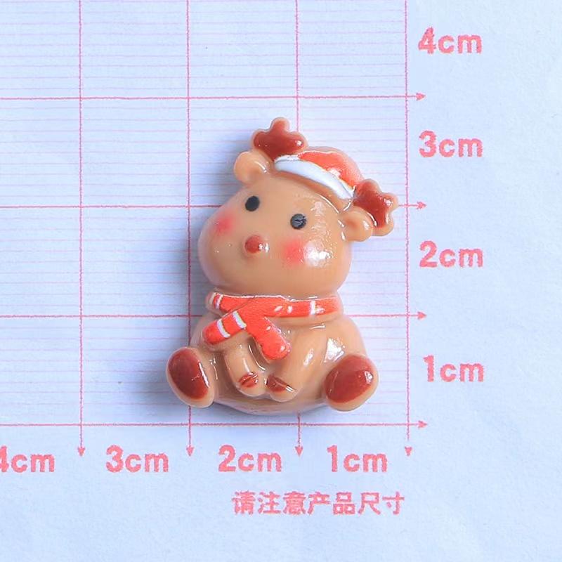 10PCS Resin Kawaii Colorful Gingerbread Man Snowman Bells Trees Flat Back Cartoon Christmas Figurines Scrapbook DIY Decor Crafts