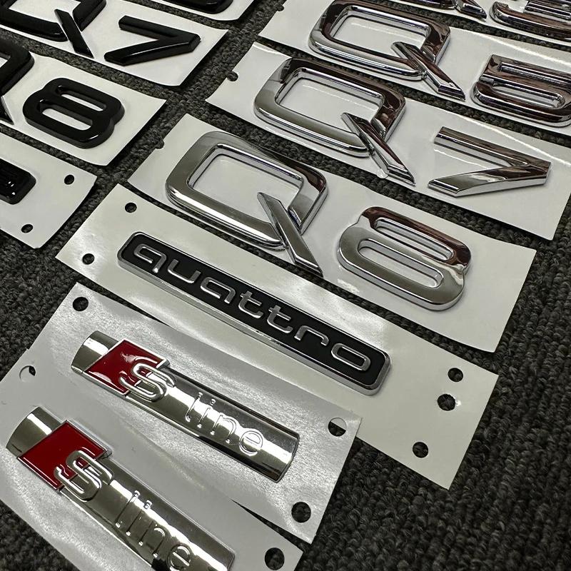 The new ABS letter 3D sticker For 4UYEF Q2 Q3 Q5 Q7 Q8 logo quattro Sline Black Silver general