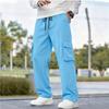 Mens Casual Loose Straight Leg Multi Pocket Cargo Trousers
