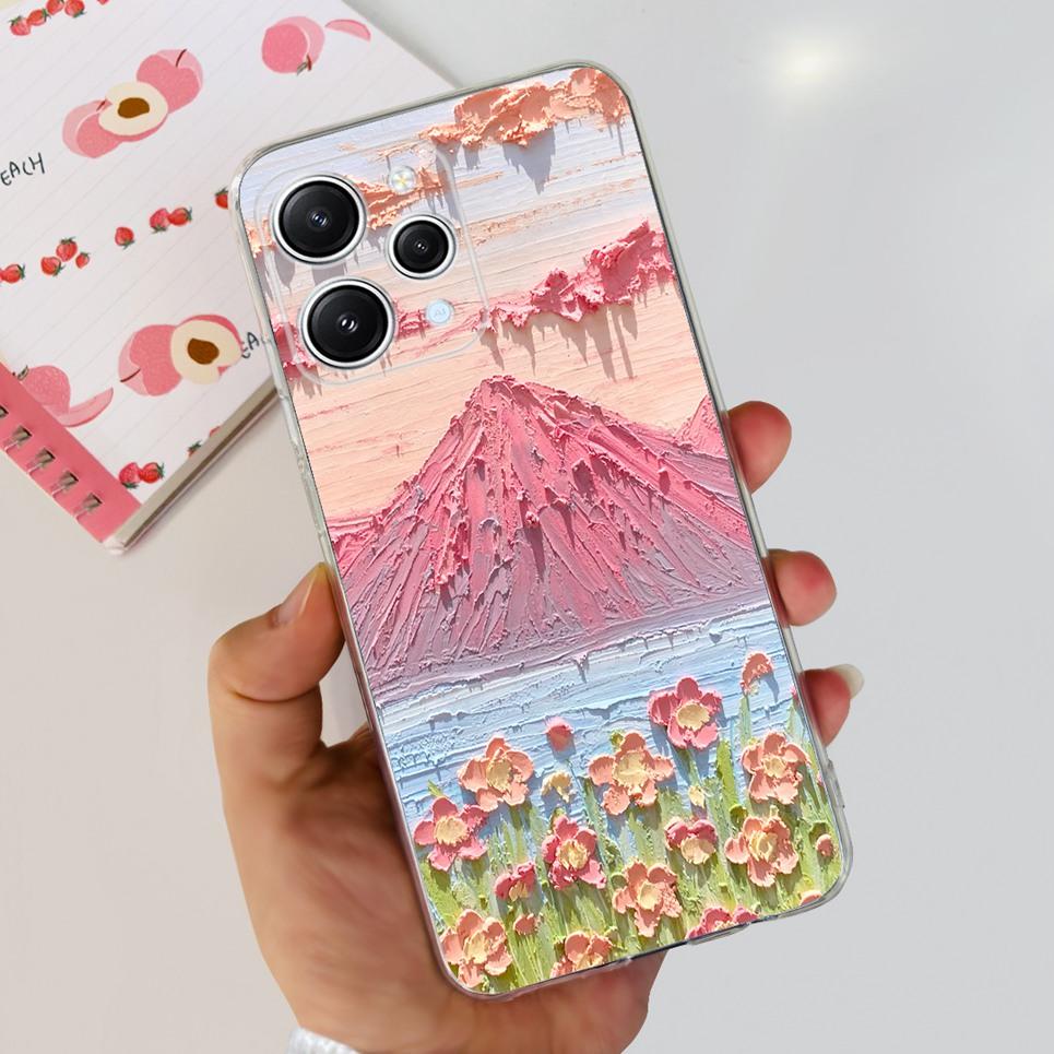 For Xiaomi Redmi 12 12c 4G Case Fashion Flower Dinosaur Soft Phone Cases For Xiaomi Redmi Note 12 Pro 4G Note 12 12s 4G Bumper