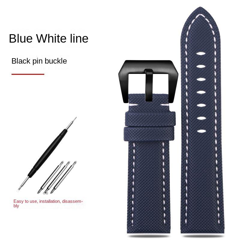 

For Panerai Strap Bracelet for men s PAM111 PAM441 nylon carbon fiber plaid 441 leather Watchband Black Blue 22mm 24mm 26MM 22mm