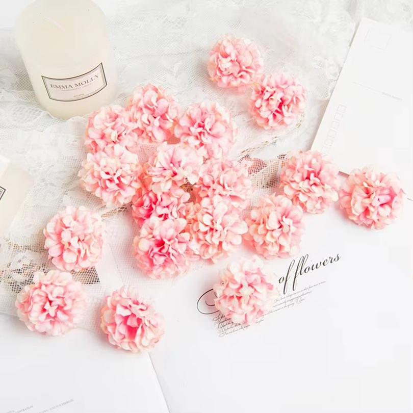 

Artificial Flowers Ball Material Silk Carnation Wedding Decorative Wreath Festival Home Vases Table Bride Brooch DIY Gifts Boxes 50pcs золотий