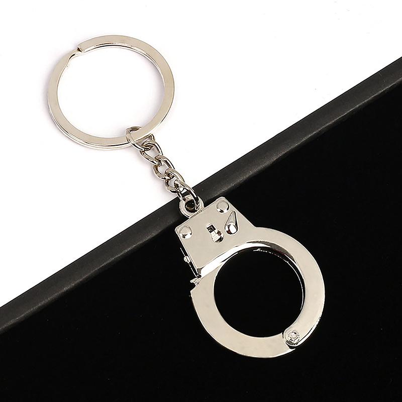 Creative Handcuffs Shaped Pendant Keychain Pink And Silver Color Keyring Bag Hanging Decoration For Men Women Punk Jewelry Gift