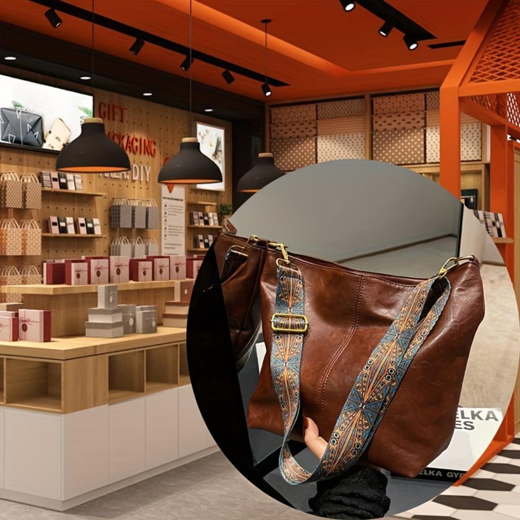 Nuova Borsa Donna Retrò con Ampia Tracolla Geometrica, Borsa a Spalla/Crossbody Tote di Grande Capacità, Borsa Pratica per la Spesa Quotidiana all'Aperto Casual