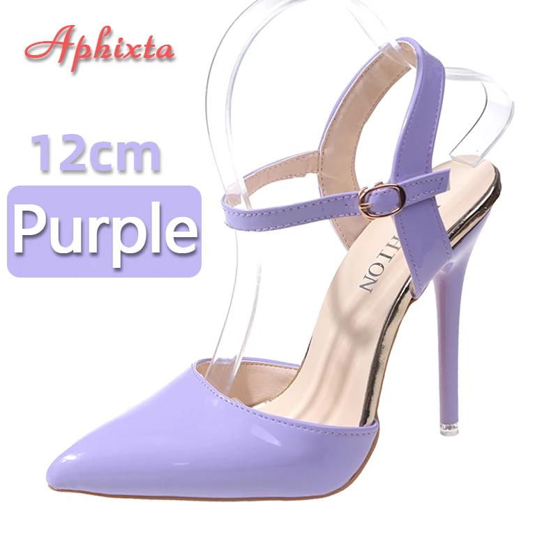 Fashion Summer Women's Sandals 12cm Super High Stiletto Heels Ankle Strap Sandals Large Size Women Hollow Pointed Toe Party Heels Shoes