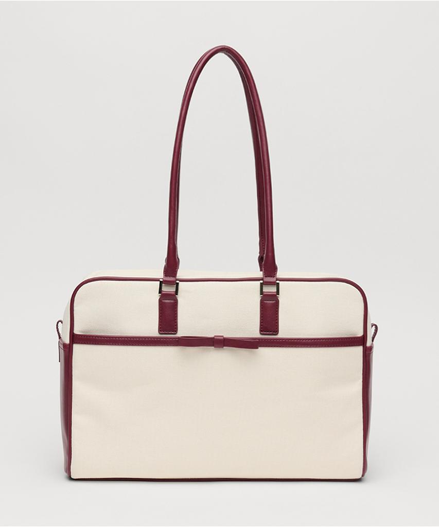 Celitails Ribbon Canvas Boston Bag_Ivory