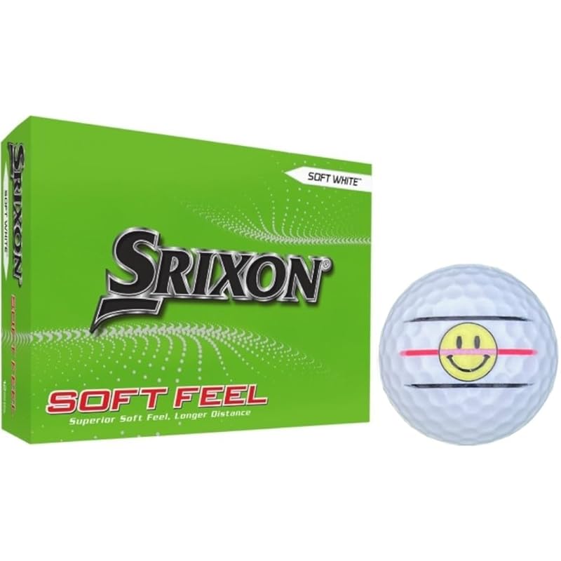 

[Hapiraki_Golf Line] golf ball SoftFeel soft feel 2023 model With line (1 dozen white_Nico-chan)