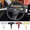 5,5x5,5cm Metall Auto Lenkradabdeckung Aufkleber für Model 3 S X Y Auto Innenraum Umbau Emblem Modifikationszubehör