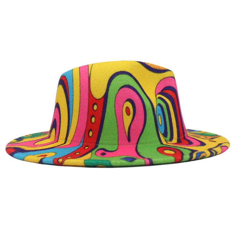 New Five-color Clown Colored Graffiti Stage Hat Performance Hat Big Brim Woolen Hat Jazz Top Hat Hat