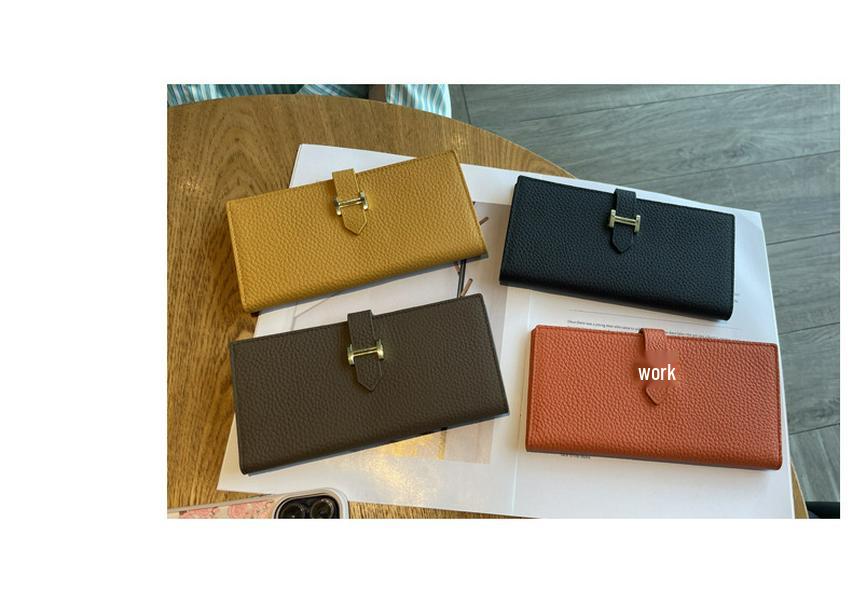 Genuine Leather Women's Bifold Wallet: Top Layer Cowhide Clutch with Multiple Card Slots and Large Capacity