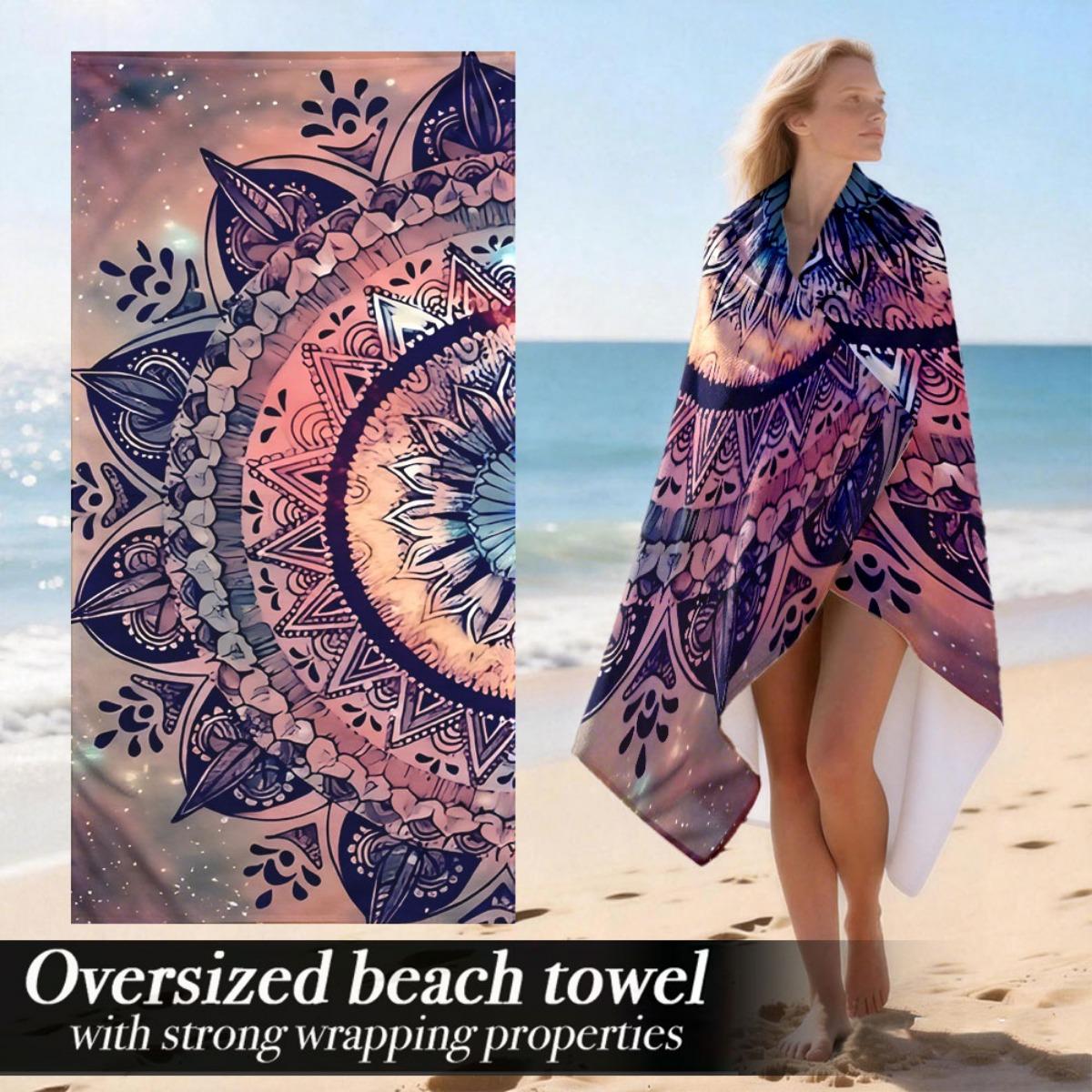 

Galaxy Mandala Oversized Beach Towel – Soft & Plush, Spiritual Art Design, Perfect for Pool & Yoga Use 90x180cm W30*H60(CM)