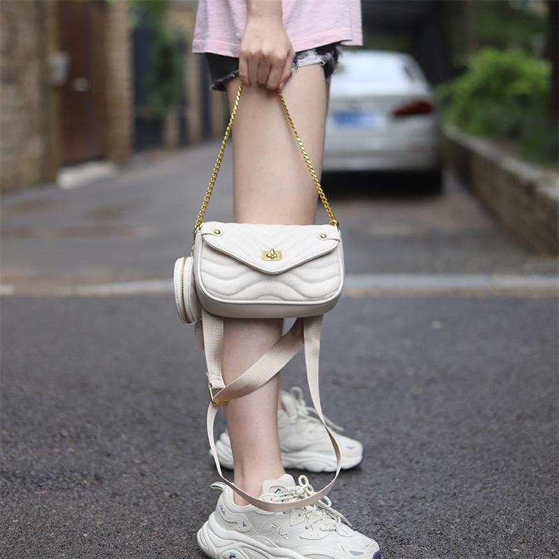 Brand Crossbody Bags  Luxury Designer Handbag For Women 2 Pc/Set Embroidery Thread Chain Shoulder Messenger Bag