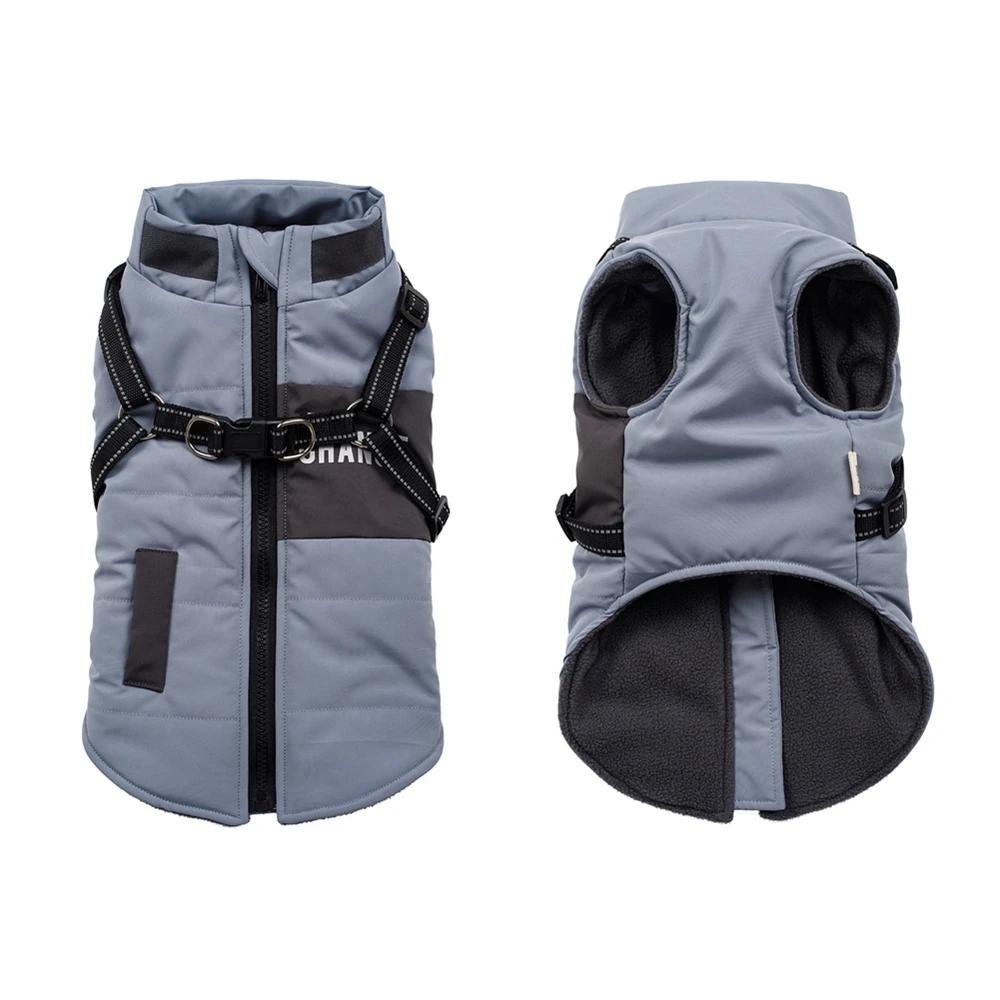 Pet Dog Wind Breaker with Dual D Leash Vest Dog Jacket Warm Dog Hoodie Warm Dog Clothes