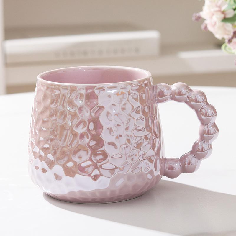 Ins Style Light Luxury Cup High Value Ceramic Mug Women with Lid Spoon Office Coffee Cup Couple Milk Cup