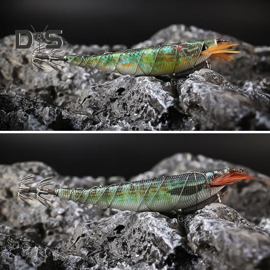 12CM/13G Luminous Shrimp Bait with Squid Jig Hook Realistic Bionic Artificial Lure Saltwater Freshwater Bass Walleye Trout Fishing Accessories