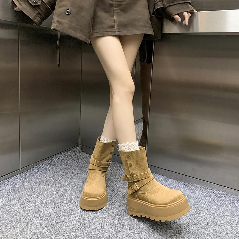 Retro casual versatile short boots women's Martin boots autumn and winter fashion two wear platform fashion short boots snow boots