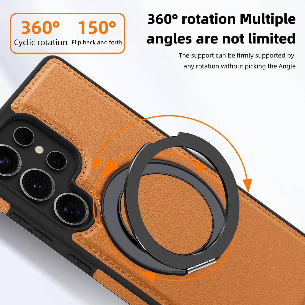 Samsung S25 Ultra Drehständer Leder Magnetische Hülle