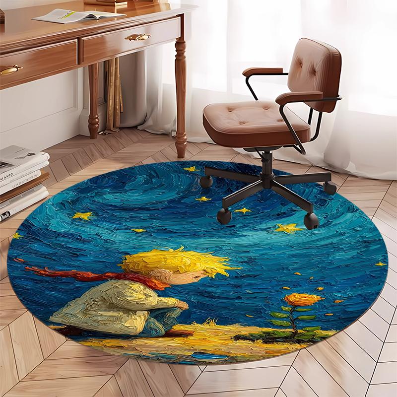 The Little Prince Printed Round Rug Carpet Chair Rug Area Rug Entryway Doormats,for Office Chair Living Room Bedroom Kitchen Room.