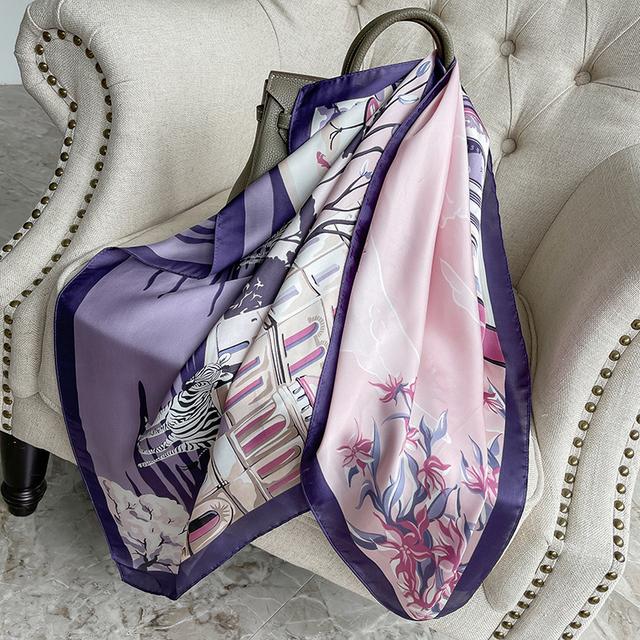 90cm *90cm Design Scarf Lady Shawl Printed Silk Felt Headscarf Scarf Lady Headscarf Square Scarf Lady Wrap Scarf 2021
