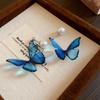 Silver needles small fresh gradual change artificial crystal butterfly stud earrings ear buckle explosion atmosphere flower earrings earrings women