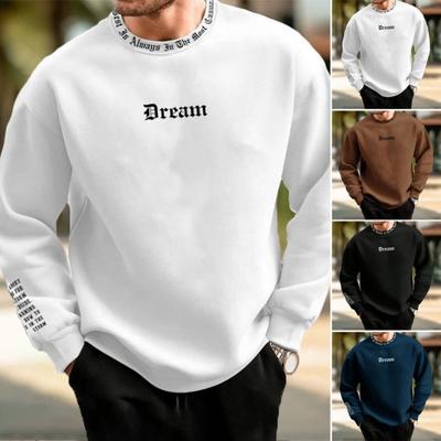 Sweatshirt Round Neck Long Sleeve Letter Print Long Sleeve Thick Loose Soft Warm Mid Length