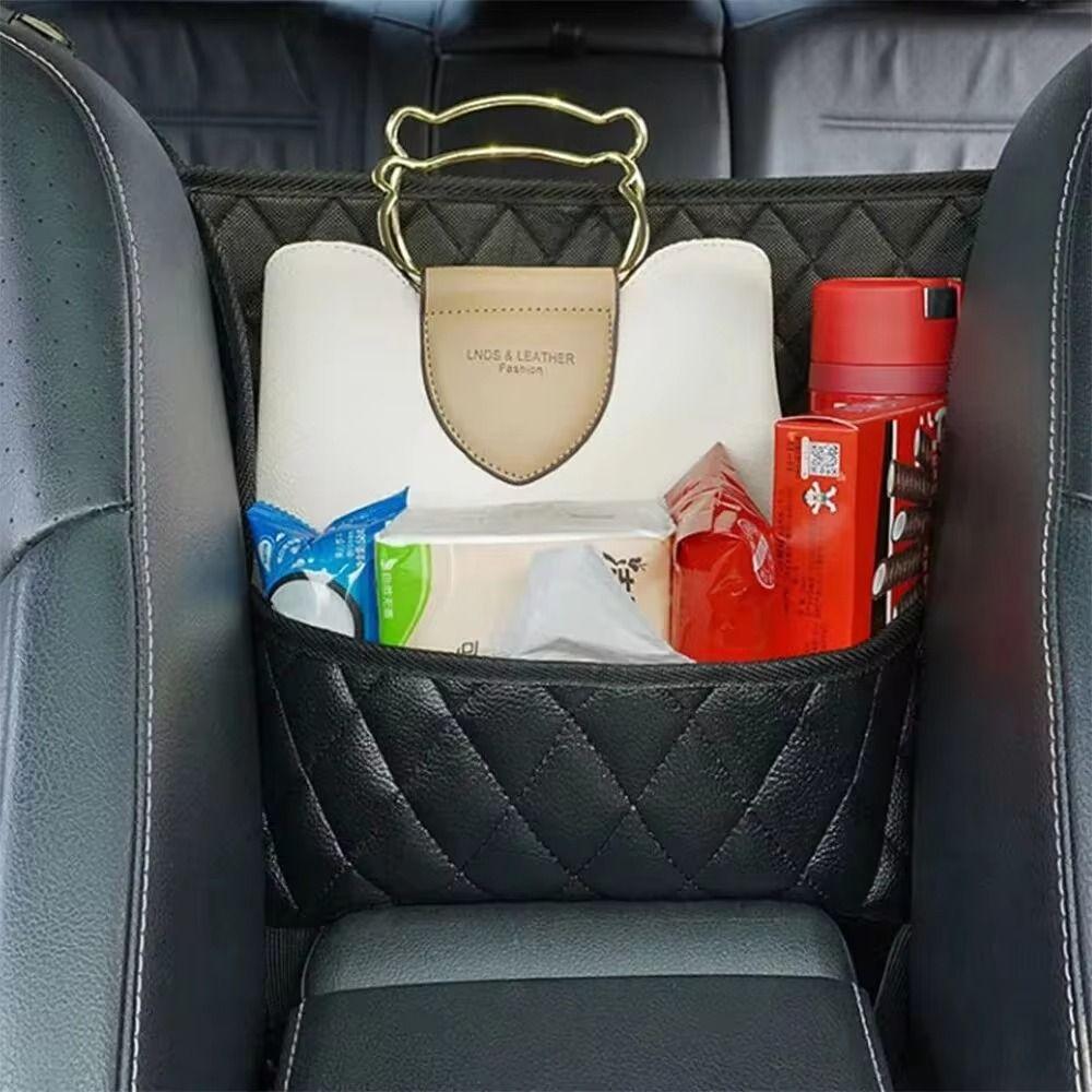 New Leather Car Middle Seat Storage Organizer Large Capacity Car Chair Back Hanging Bag Car Accessories Seat Back Storage