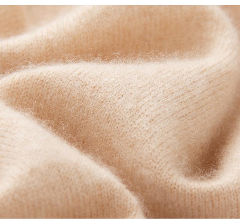 Women's Lace Beaded Trim V-neck Cashmere Cardigan - Loose Autumn/Winter Sweater Coat