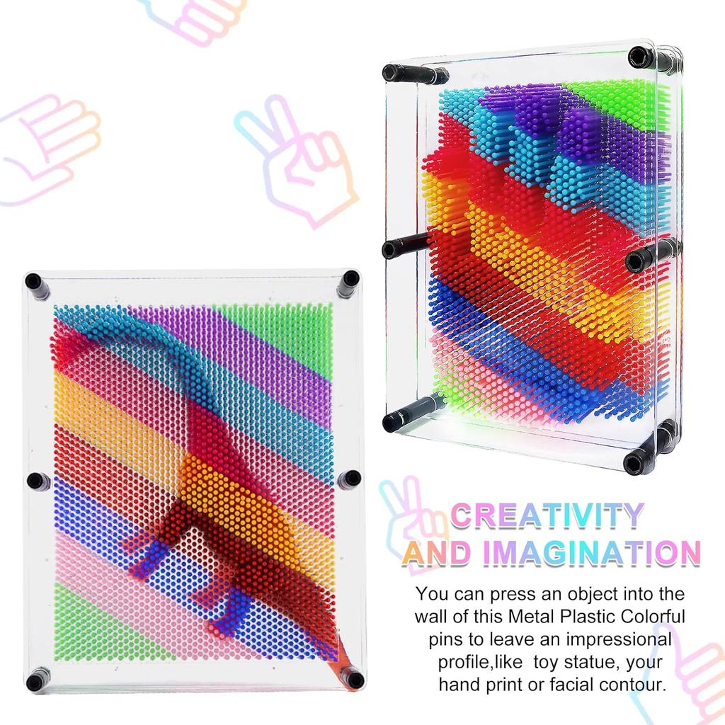 Hsxfl Classic 3D Pin Art Board Toy Sculpture - 8in X 6in Large Size 3D Pin Art Toys for Kids Boys Girls, Sensory Toys Birthday Gifts Fidget Toy