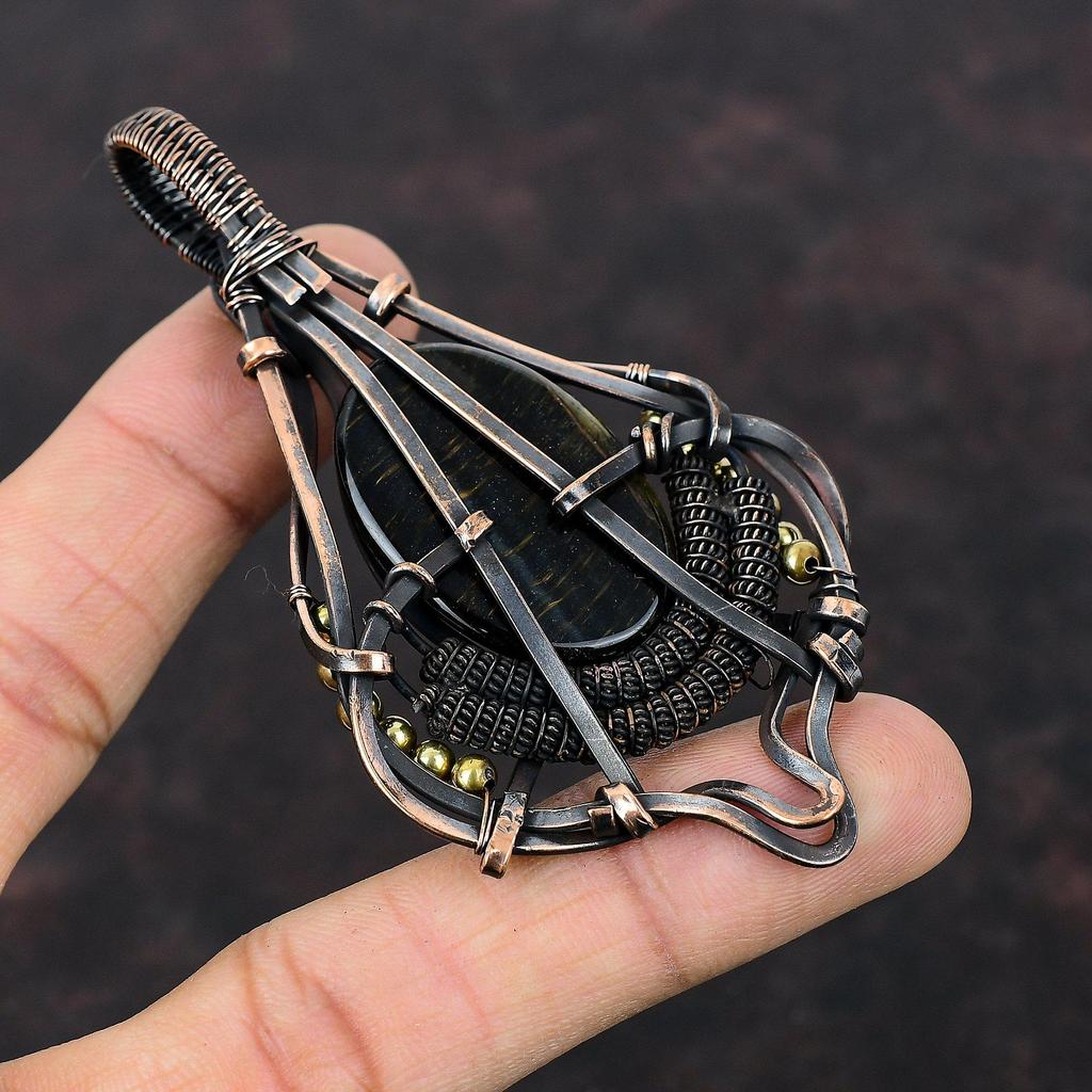 Nellite Pendant Copper Wire Wrapped Pendant Natural Gemstone Pendant Copper Jewelry Handmade Pendant Gift For Her Wire Wrap Nellite Jewelry