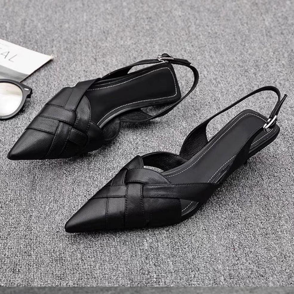 

Pointed Toe Women Heeled Sandals Weave Fashion Elegant Heels Shoes 2026 Summer Trend New Slippers Party Dress Mujer Sandlias 40 чорний