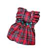 Pet Christmas Dresses: Cute Bowknot Plaid Overalls for Dogs and Cats