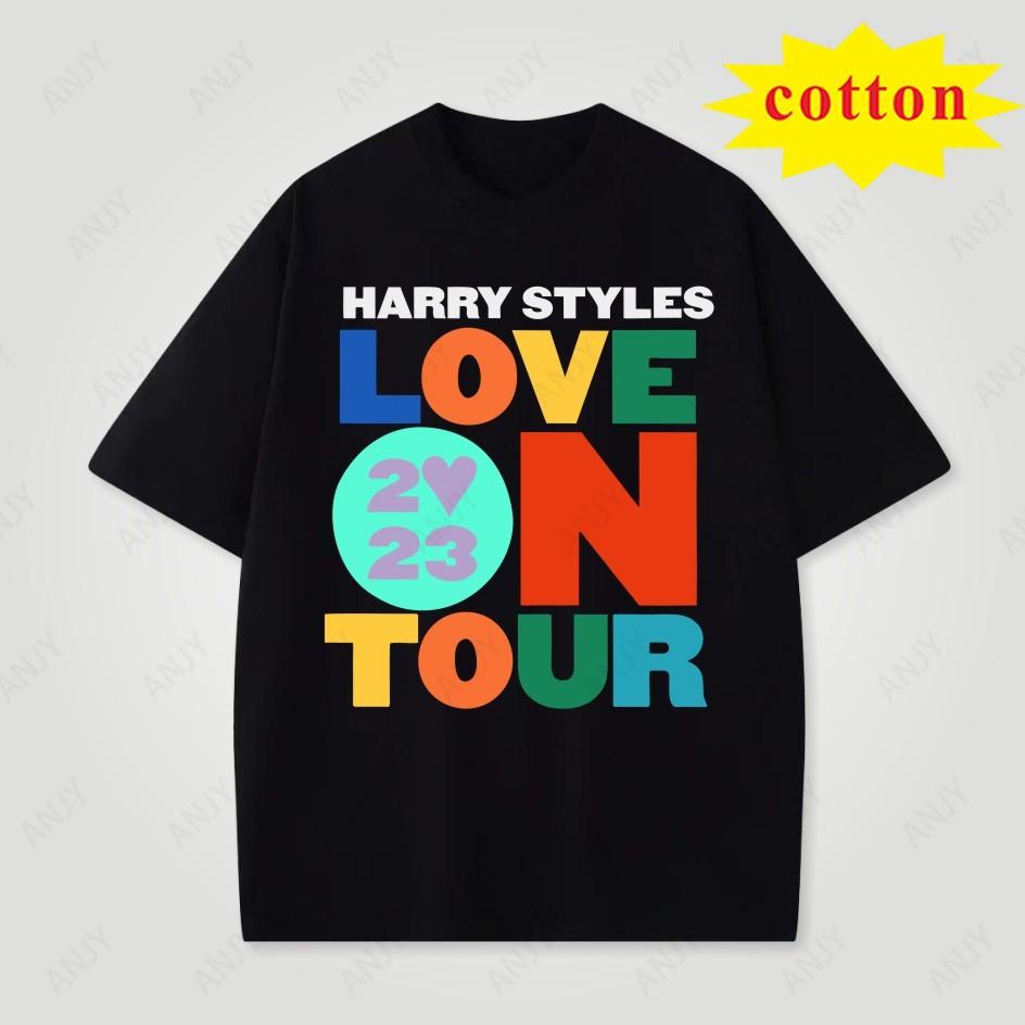Harry Styles Love On Tour Summer Unisexs Cotton Short Sleeved Y2k Hip Hop Rock Rap Band Street Casual Comfortable Round Neck Top