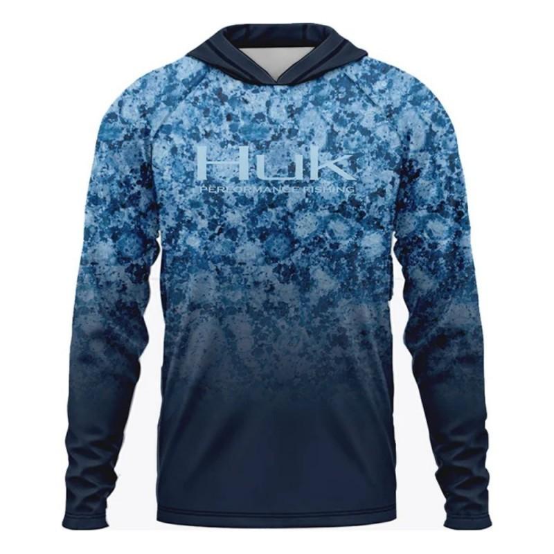 HUK Fishing Long-sleeved UPF50 Hooded Sun-protection Anti-ultraviolet T-shirt Breathable Men's Clothes Top