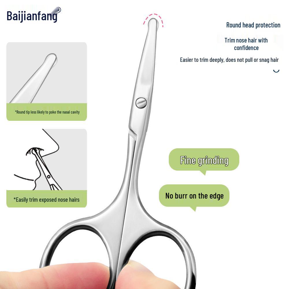 Stainless Steel Beauty Scissors: Round Head Makeup, Eyebrow, and Nose Hair Trimming Tool