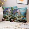 Pieces Fairytale Purple Cottage Garden Throw Pillow Covers Pattern Cushion Cover Suitable for Sofa Bedroom Car Pillow Cover