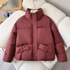 Winter down cotton jacket women's warm cotton jacket 2025 new fashion casual solid color stand-up collar cropped top