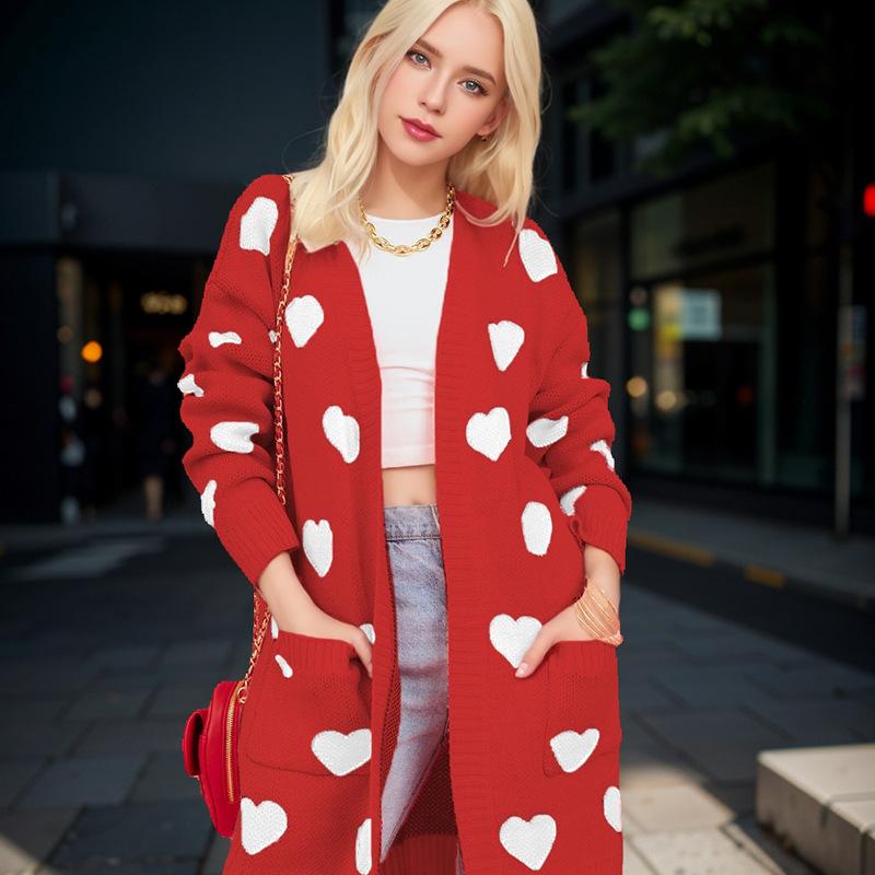 TIFICY Women's Fashion Casual Fall Winter Love Letter Print Long Sleeve V-Neck Sweaters