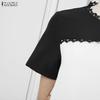 ZANZEA Women Casual Round Neck Short Sleeve Summer Patchwork Dress